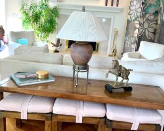 Console table, with stools 