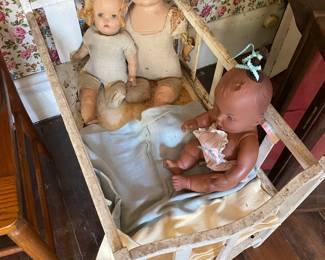 Antique Dolly Crib. Vintage Dolls Need Doll Hospital or use for Halloween!