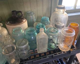 Antique-Vintage Glass Ball. Atlas, Blue, Clear Jars All Sizes some with Zinc Lids