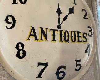 Vintage Antiques Metal Button Sign