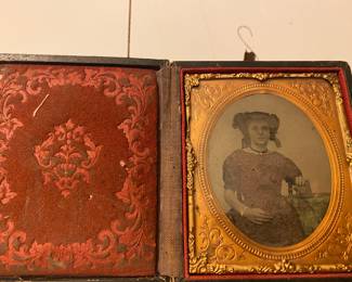 Antique Daguerreotype Young Girl in Leather/Velvet Case
