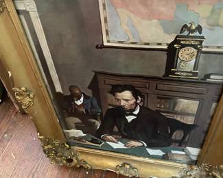 Antique Gilt Ornate Framed Lincoln