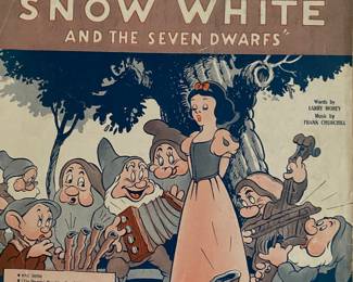 Vintage 1930's Walt Disney Snow White Seven Dwarfs Sheet Music