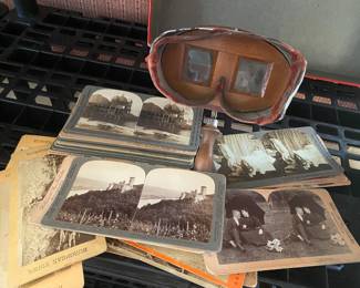 Antique Stereoscope Viewer with Cards