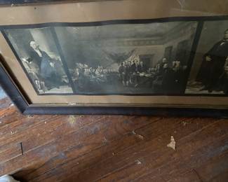 Antique Engraving Framed Lincoln/George Washington 