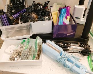 Hair Care supplies: clips and pins, straighteners and curlers