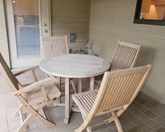Wood patio set table and chairs