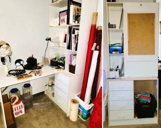 2 pull-down craft/work desk stations with storage
