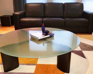 Leather sofa and contemporary coffee table