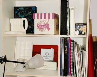 Sewing notions, costume and sewing books, containers and organizers