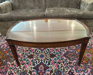 mahogany coffee table with glass protective top