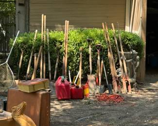 Shovels, fishing poles gas cans