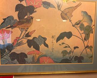 Large Asian floral with chop and signature