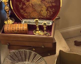 Glass, brass and wood 