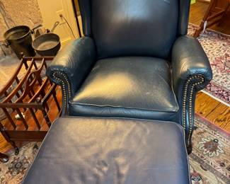 Leather chair with ottoman, Canterbury