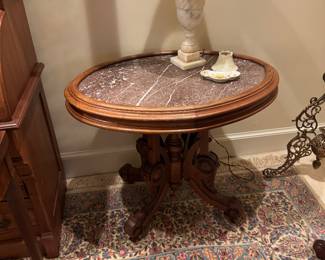 Marble top oval center table