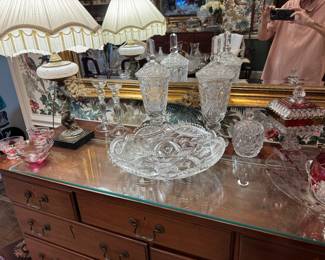 Craftique sideboard with park of glass collection