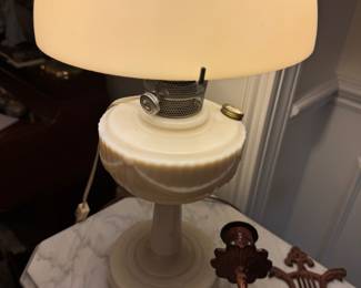 One of a pair of Lincoln drape lamps