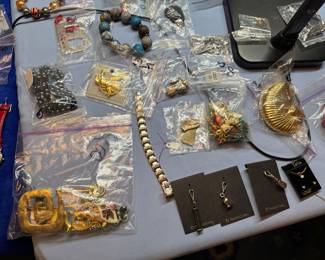 Costume pins and earrings