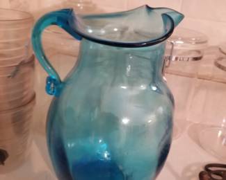 Blue Glass Pitcher
