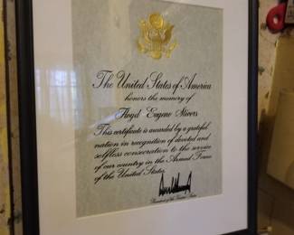 Certificate Hand Signed By President Donald Trump