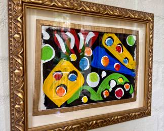 Knox Martin (Columbian, 1923-2022), pair abstract works, acrylic on paper, floating frames, marked as pair