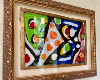 Knox Martin (Columbian, 1923-2022), pair abstract works, acrylic on paper, floating frames, marked as pair