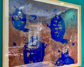 Fernando Canovas (Argentine, b. 1960), “Untitled/Blue Vases,” 1994, acrylic and ink on unstretched canvas mounted on board, signed, measures 56” H x 66” W