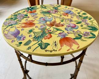 ​​​​​​​Chinese "Famille Jaune" porcelain gilt metal occasional table