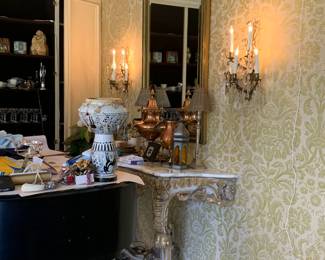 Console, wall sconces