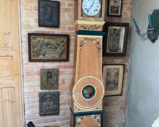 Foyer.  Retabo's and Tall Clock