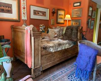 Burled antique daybed