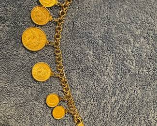 14K BRACELET WITH 8 US GOLD COINS