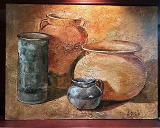 Acrylic on Canvas by Alicia Quaini "Pots"
