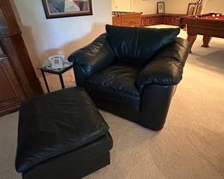 Leather Craft Chair and Ottoman