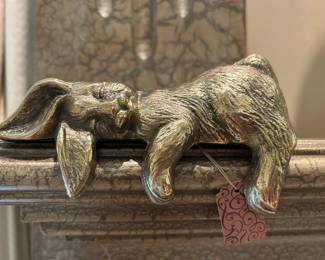 Vintage Brass Bunny Shelf Sitter