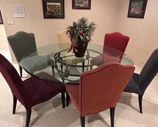 Iron and Glass Top Table and Chairs