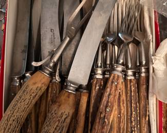 Antique horn handeled flatware