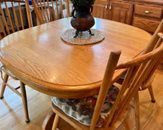 Solid wood table minus two leaves, not pictured!