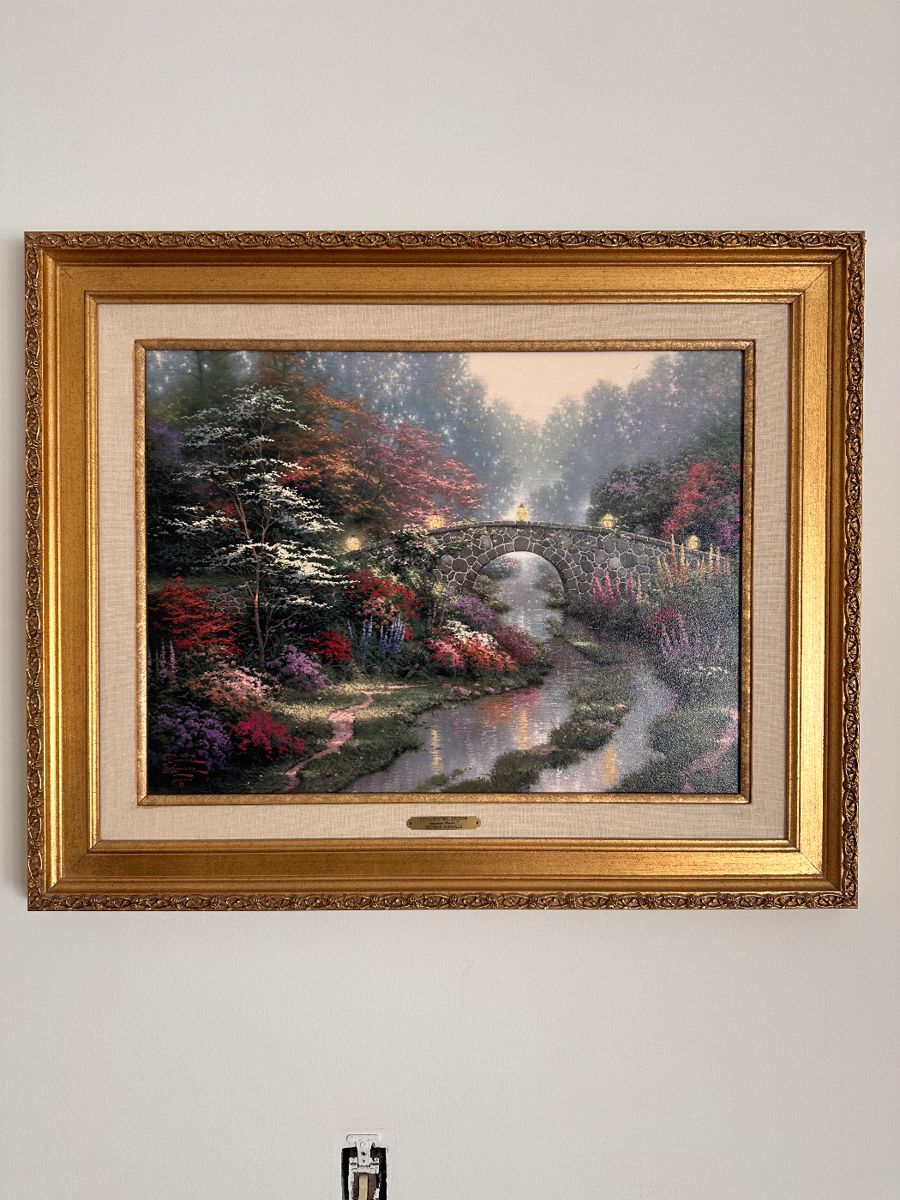 Thomas Kinkade lithograph on canvas windows COA