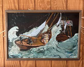 Painting of Ship, oil on canvas