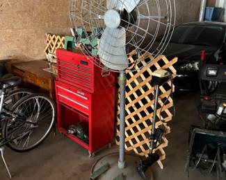 Shop fan and tool box