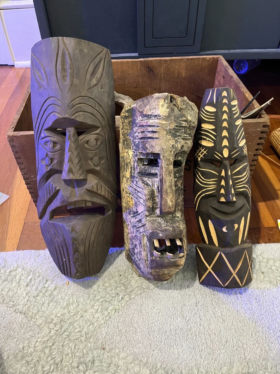 vintage hand carved masks from Mexico