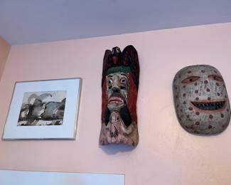 hand carved Mexican masks and art