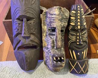 vintage hand carved masks from Mexico