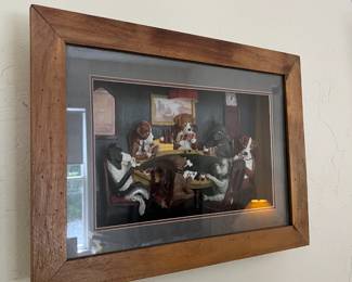 3D dogs playing poker wall art