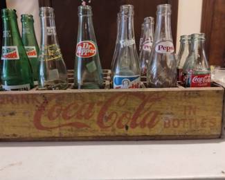 Bottles and wooden crates 