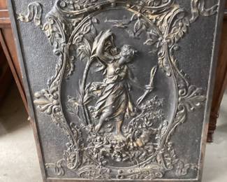 Nouveau fire place  cover / panel, bronze finish
