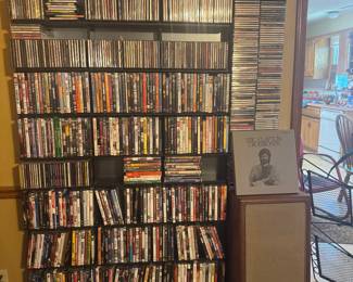 DVDs , blue rays, and lots of CDs 