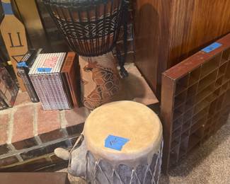 Antique drum hand made in Africa 
